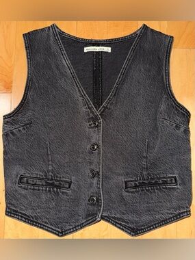 Abercrombie & Fitch Black Washed Denim Vest